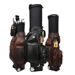 Customized High Capacity Can Hold 13-14 Clubs Men Genuine Leather Golf Bag