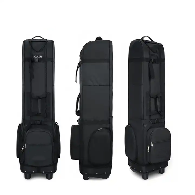 Golf Travel Bag with Wheels Durable Nylon Waterproof Black Golf Travel Cover Bag Tour Golf Bag