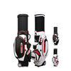 Multifunctional Waterproof Leather Retractable Golf Bag With Wheel in Cool Black and White