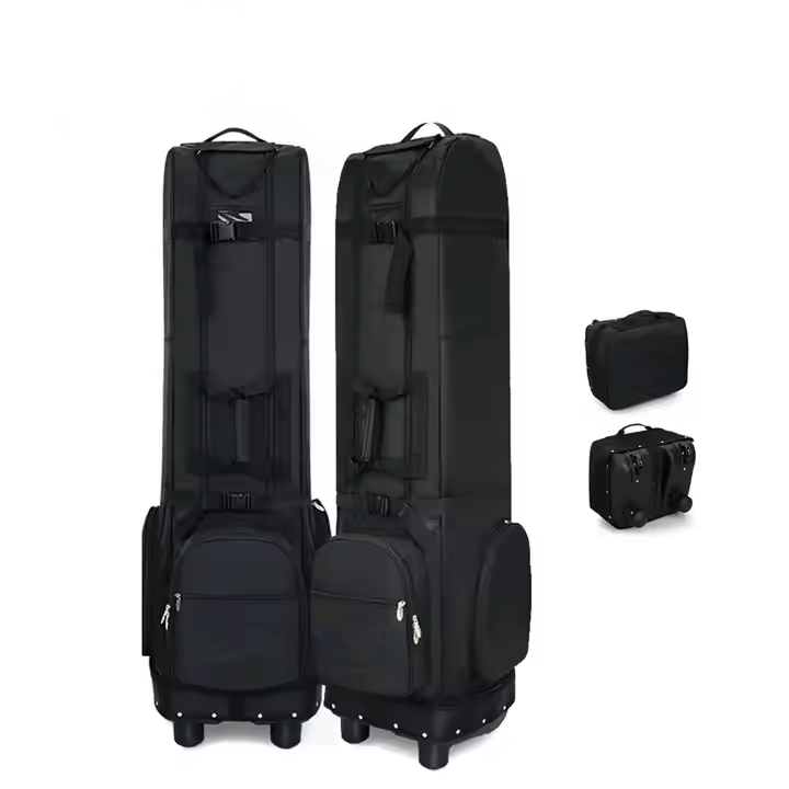 Golf Travel Bag with Wheels Durable Nylon Waterproof Black Golf Travel Cover Bag Tour Golf Bag